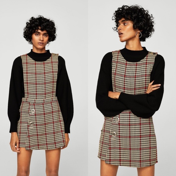 Mango Pants - MNG Mango | Houndstooth Romper Dress with Chains